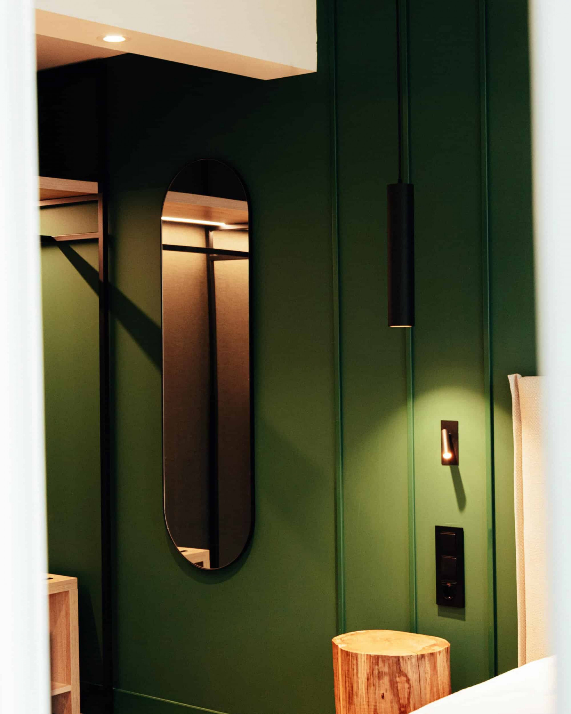 Interior design details with green a brown colors