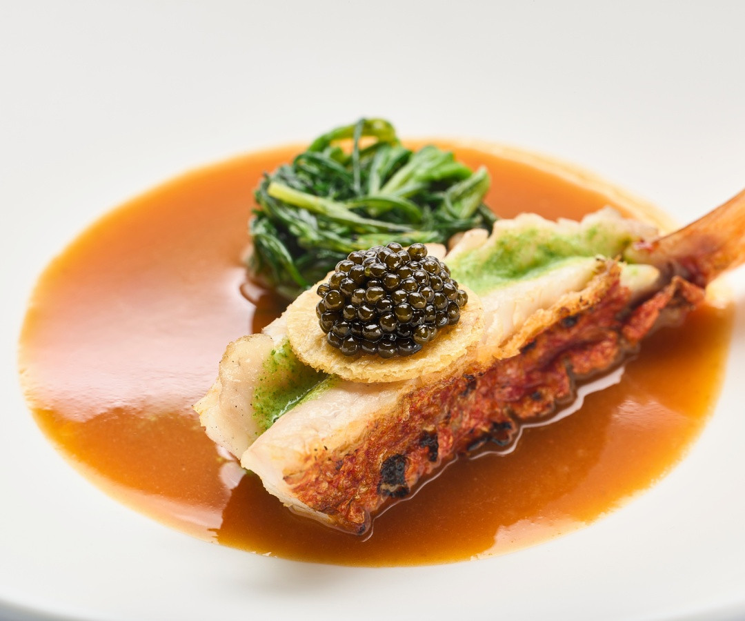 Elegant dish from Tre Olivi Restaurant with caviar 