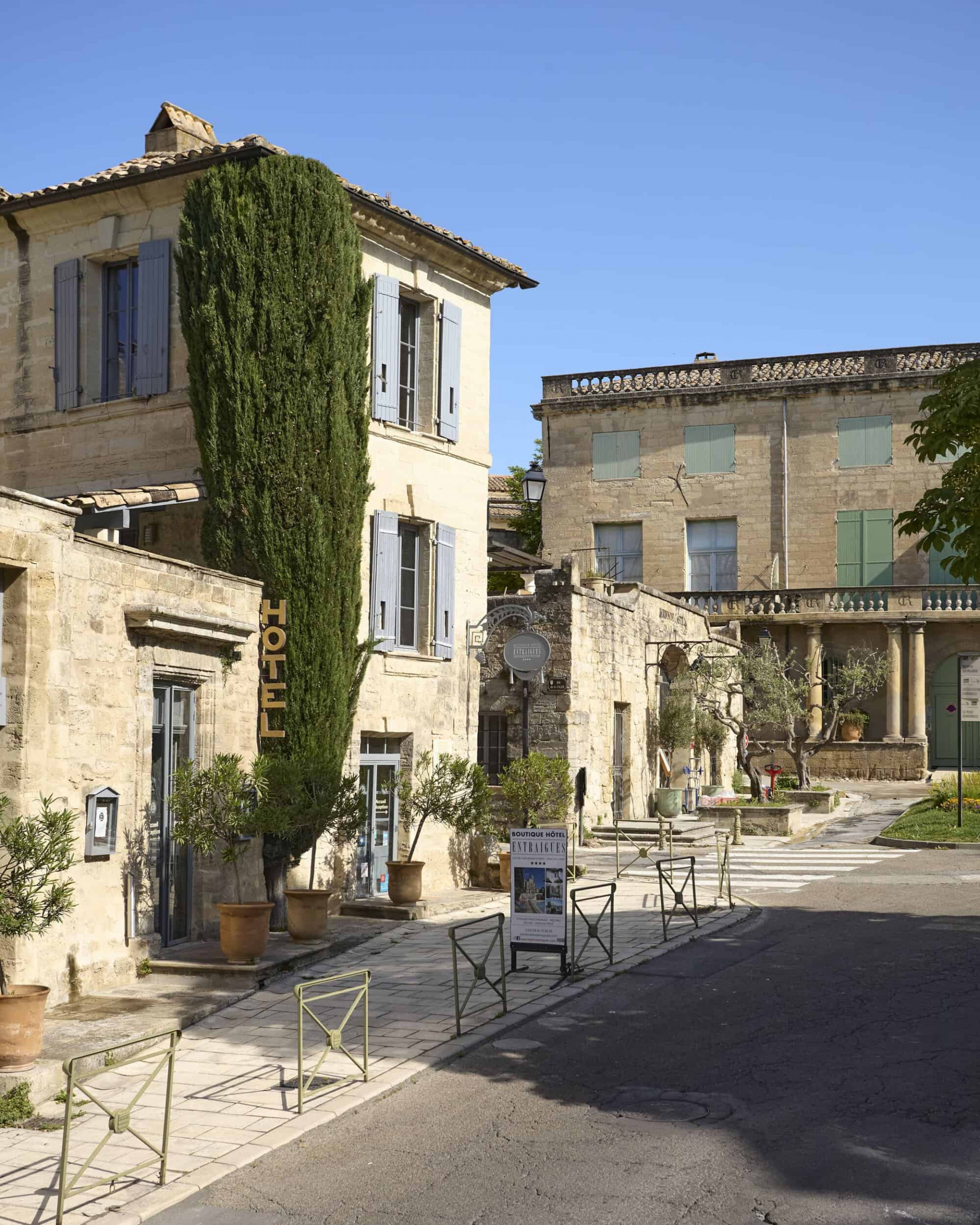 The exterior of Boutique Hotel Entraigues and the streets of Uzès, France